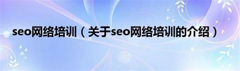 seo网络培训技术方案